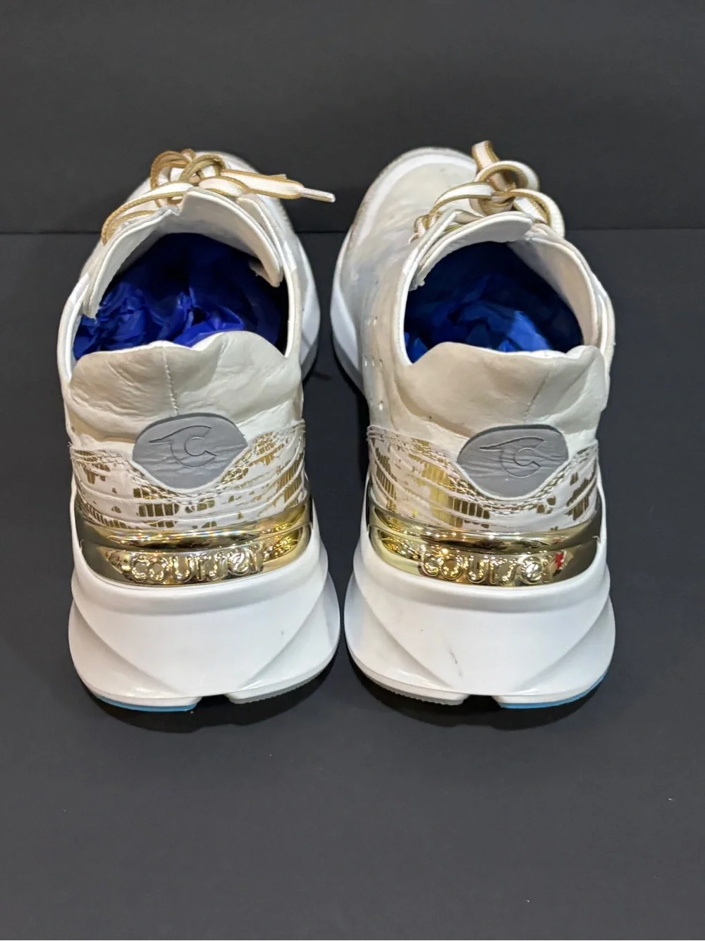 Courser Uno Women’s Sneakers – White Luxe / Gold – Size 11